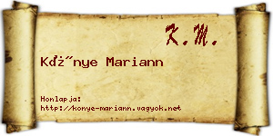 Könye Mariann névjegykártya